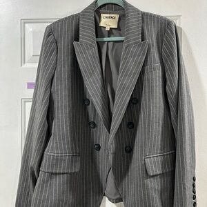 L'AGENCE Gray Striped Double-Breasted Blazer